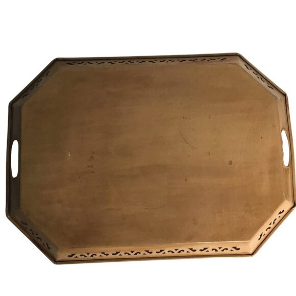 VTG Hand Painted Tin Serving Tray Fruit Grapes Bird Signed Joan 22" x 16" Heavy - Picture 7 of 7